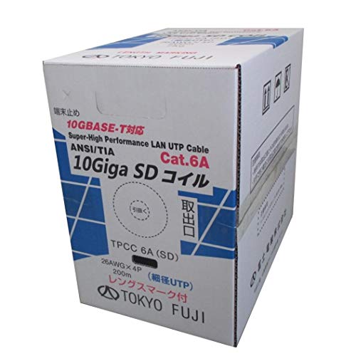 Amazon.co.jp: 冨士電線 Cat6A 細径 単線 LAN（UTP）ケーブル（200m巻